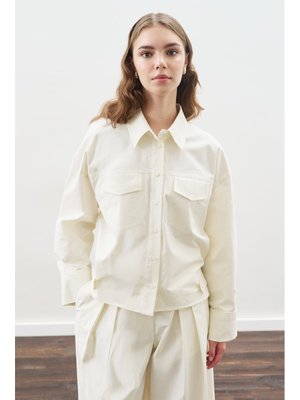 Ekru Dikiş Detaylı Bomber Gömlek