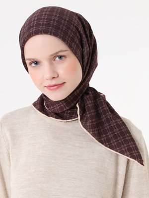 Acı Kahve Fort Eşarp Kutu Desen