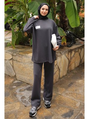 Antrasit Armalı Tunik Pantolonlu Takım
