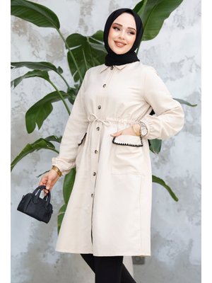 Düğmeli Bej Kap 91781bej