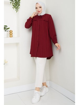 Yaka Detaylı Fırfırlı Robalı Gömlek