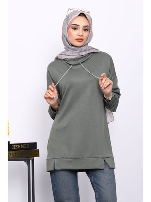 Haki Yaka Detaylı Modal Tunik