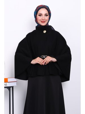 Siyah Kemerli Kaşe Panço
