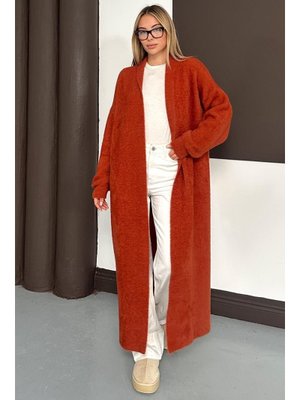 Kiremit Uzun Salaş Triko Hırka