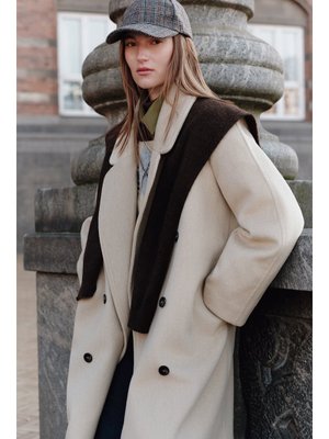 Kruvaze Yün Palto Adaçayı