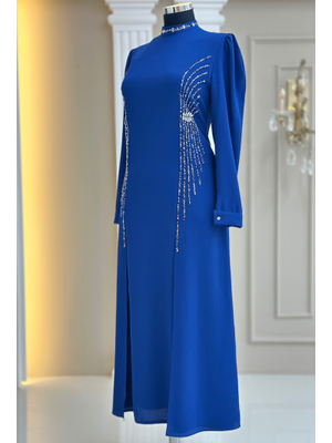 İndigo Duru Abiye Elbise