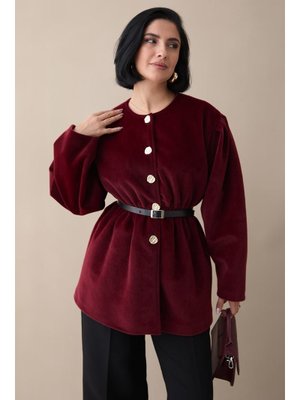 Beli Lastikli Astarlı Kaşe Bordo Kaban