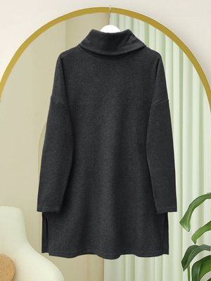 Antrasit Balıkçı Yaka Yırtmaçlı Selanik Tunik