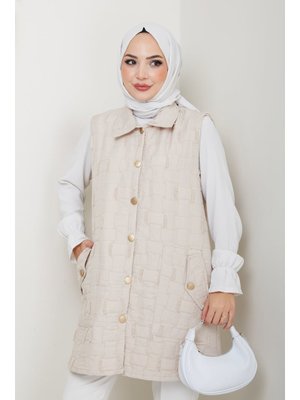 Saçaklı Giy Çık Kapitone Yelek