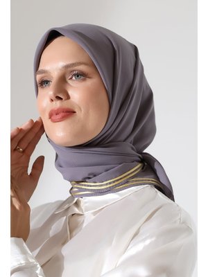 Gri Biyeli Bürümcük Düz Şifon Eşarp