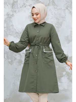 Düğmeli Haki Kap 91781hk