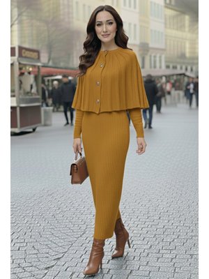 Hardal Bolerolu Triko Elbise