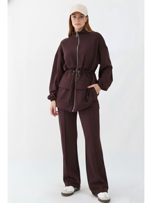 Kahverengi Belden Büzgülü Scuba Takım