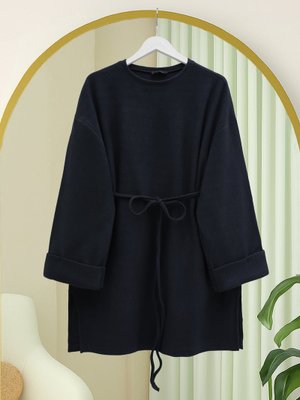 Laci Kolu Katlı Beli Bağlamalı Yırtmaçlı Selanik Tunik