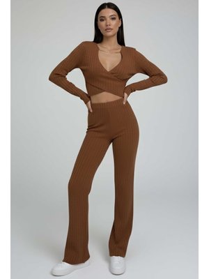 Taba Zincirli Crop Pantolon Kaşkorse Takım