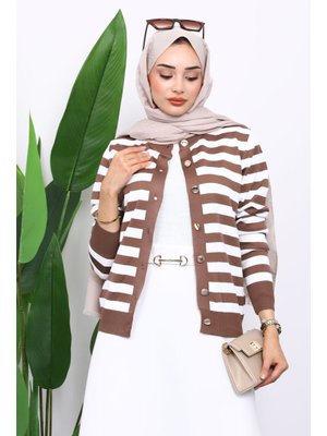 Vizon Düğmeli Soğuk İplik Triko Hırka