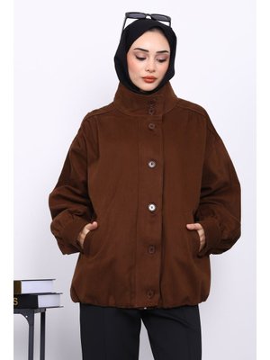 Kahverengi Pileli Astarlı Gabardin Ceket