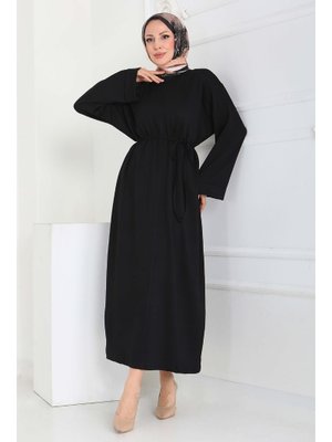 Sıyah Siyah Double Kol Salaş Modal Elbise