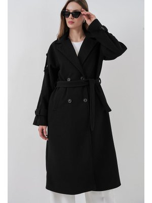 Siyah Kuşaklı Kaşe Kaban