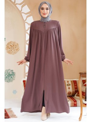 Fermuarlı Gül Kurusu Ferace 45285gk