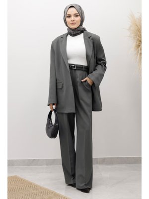 Gri Dore Blazer Takım