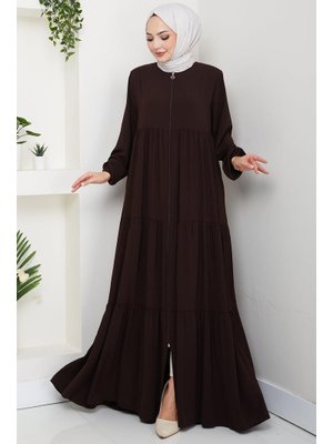 Acı Kahve Kat Kat Büzgülü Ferace