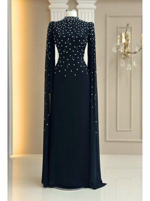 Siyah Afra Abiye Elbise