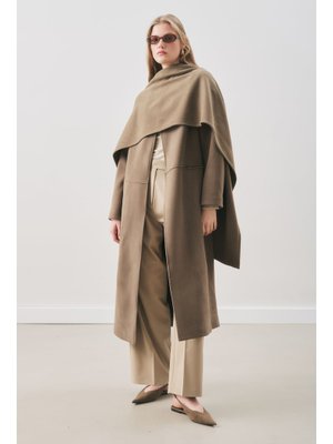 Haki Soft Kaşe Atkılı Kaban