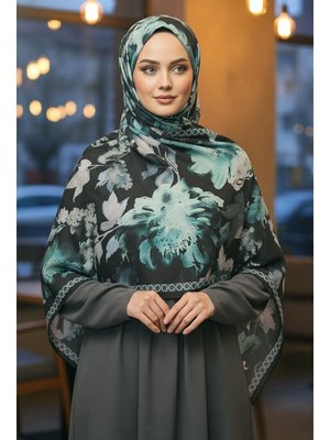 Petrol Midnight Bloom Serisi Pamuk Şal