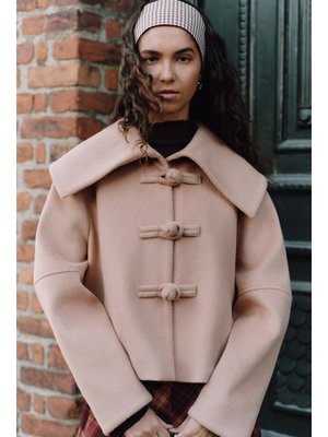 Bej Isabel Kısa Kaşe Ceket