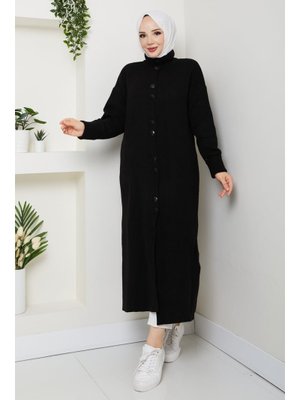 Düğme Kapamalı Boğaz Detaylı Triko Hırka