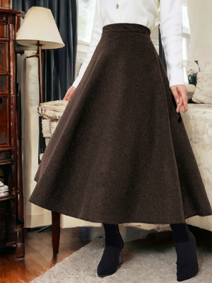 Kahve Fermuarlı Kaşe Çan Etek