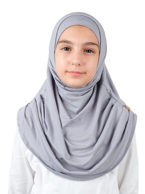 Pratik Hazır Geçmeli Boneli Çocuk Şal Gri