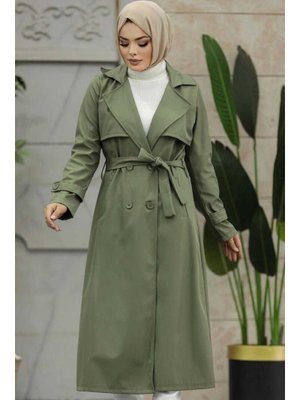Düğmeli Haki Trençkot 6103hk