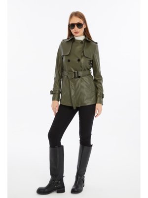 Haki Deri Trençkot/ceket