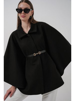 Siyah Kemerli Kaşe Panço