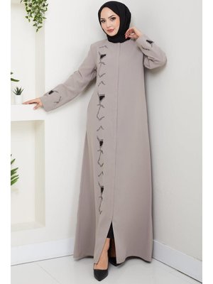 Bej Gizli Patlı Taşlı Ferace