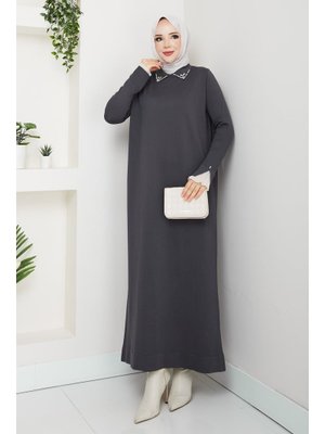 Kolu Dantelli Yaka Gömlek Elbise