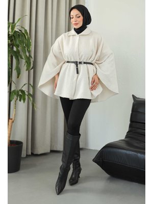 Ekru Kemerli Buklet Panço