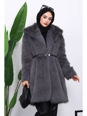 Füme Kemerli Astarlı Kürk Kaban