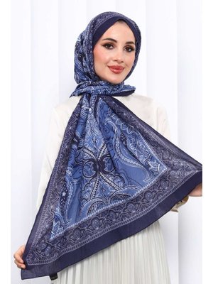 Mavi Desenli Kraş Şal