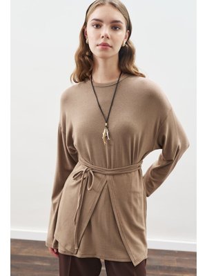 Vizon Beli Bağlama Tasarımlı Bluz