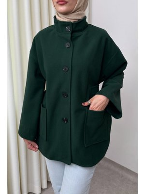 Zümrüt Yeşili Hakim Yaka Kaşe Ceket