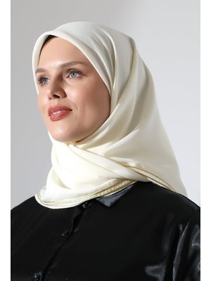 Krem Biyeli Bürümcük Düz Şifon Eşarp