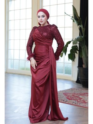 Boncuk İşlemeli Bordo 52151br