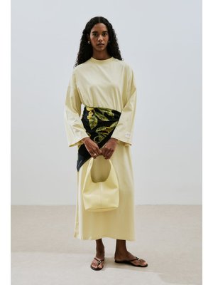 Sarı Oversıze Uzun Rahat Elbise Soft