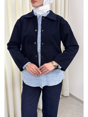 Lacivert Kanguru Cepli Ceket