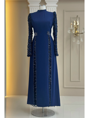 Lacivert Tusem Abiye Elbise