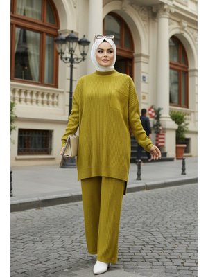 Yağ Yeşili Triko İkili Takım 34060yy