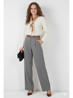 Gri Kemerli Pantolon